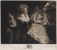 KG 15578
<br/>
Portret Hertogin van Devonshire en haar dochtertje lady Georgiana Cavendish
<br/>
<em>Keating, George (1762-1842)</em>